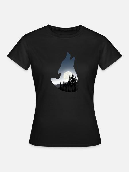 Wolf Silhouette - Frauen T-Shirt - Schwarz
