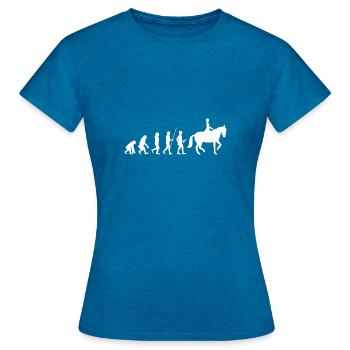 Reiter Reitsport Evolution Geschenk - Frauen T-Shirt - Antikblaues Saphir meliert - Vorne - AI Model Female 172 dark (172cm)
