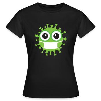 Corona Bakterie mit Mundschutz - Frauen T-Shirt - Schwarz - Vorne - AI Model Female 172 dark (172cm)