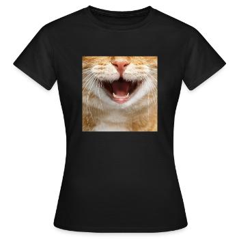 Katzen Mundschutz | Lustige Katze Gesichtsmaske - Frauen T-Shirt - Schwarz - Vorne - AI Model Female 172 dark (172cm)