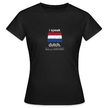 Pays-Bas Pays-Bas Néerlandais Néerlandais - T-shirt Femme - noir - Devant - AI Model Female 172 dark (172cm)