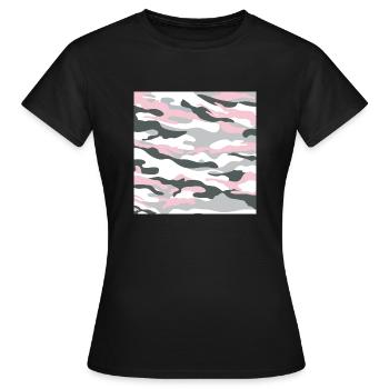 Rose camouflage -gris rose blanc - T-shirt Femme - noir - Devant - AI Model Female 172 dark (172cm)
