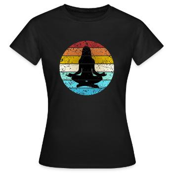Retro Color Yoga Vintage Pilates - Frauen T-Shirt - Schwarz - Vorne - AI Model Female 172 dark (172cm)