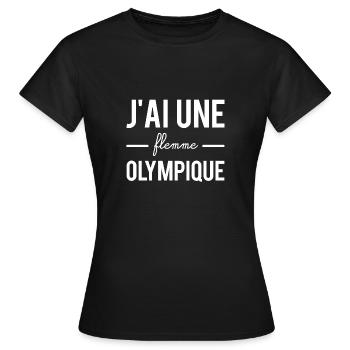 J'ai la flemme olymp - T-shirt Femme - noir - Devant - AI Model Female 172 dark (172cm)