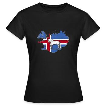 Icelandic horse - Icelandic horse on Iceland outline - Women's T-Shirt - black - Front - AI Model Female 172 dark (172cm)