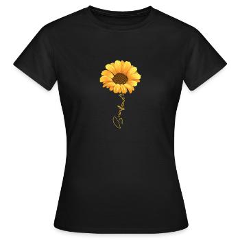 Magnifique tournesol avec écriture chemise tournesol - T-shirt Femme - noir - Devant - AI Model Female 172 dark (172cm)