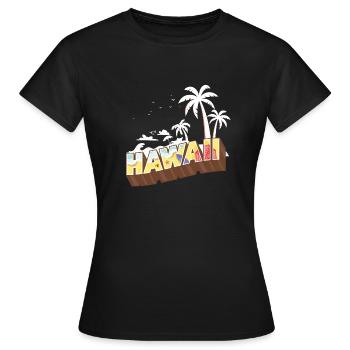 Heure d'été de conception d'Hawaï avec des palmiers - T-shirt Femme - noir - Devant - AI Model Female 172 dark (172cm)