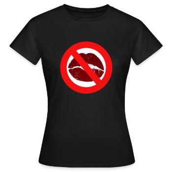 Baisers interdit baiser bouche lèvres baiser interdiction distance - T-shirt Femme - noir - Devant - AI Model Female 172 dark (172cm)
