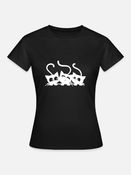 drei Katzen - Frauen T-Shirt - Schwarz
