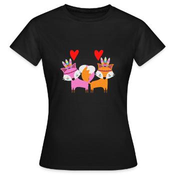 Amour de renard, couple, relation - T-shirt Femme - noir - Devant - AI Model Female 172 dark (172cm)