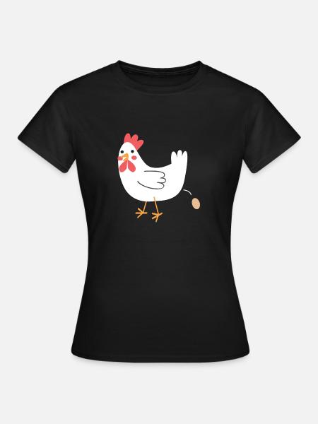 Huhn ein Ei! - Frauen T-Shirt - Schwarz