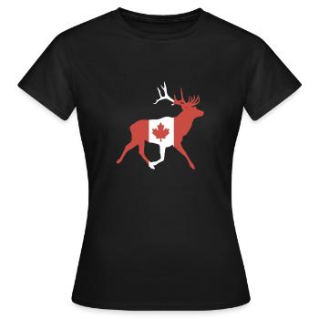 Cerf avec drapeau canadien - T-shirt Femme - noir - Devant - AI Model Female 172 dark (172cm)