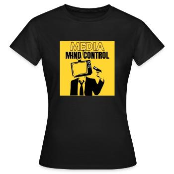 Media mind control - Women's T-Shirt - black - Front - AI Model Female 172 dark (172cm)