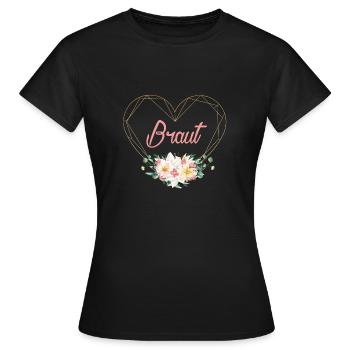 Team Braut Blumen Herz personalisierbar - Frauen T-Shirt - Schwarz - Vorne - AI Model Female 172 dark (172cm)