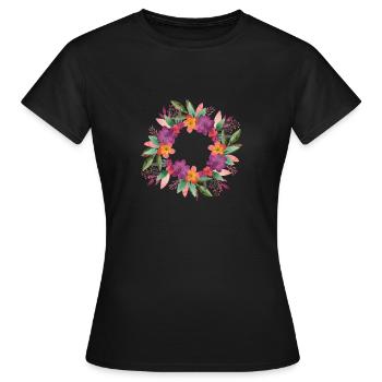 Blumen Junggesellinnenabschied Kreis Geburtstag - Frauen T-Shirt - Schwarz - Vorne - AI Model Female 172 dark (172cm)