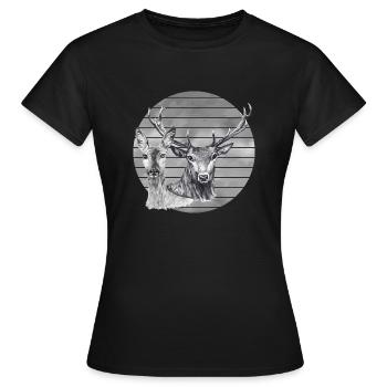 Hirsch und Reh - Frauen T-Shirt - Schwarz - Vorne - AI Model Female 172 dark (172cm)