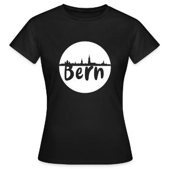 bern, skyline, kreis, scherenschnitt, weiss - Frauen T-Shirt - Schwarz - Vorne - AI Model Female 172 dark (172cm)