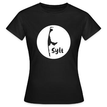 sylt ,blanc, île, logo, cercle - T-shirt Femme - noir - Devant - AI Model Female 172 dark (172cm)