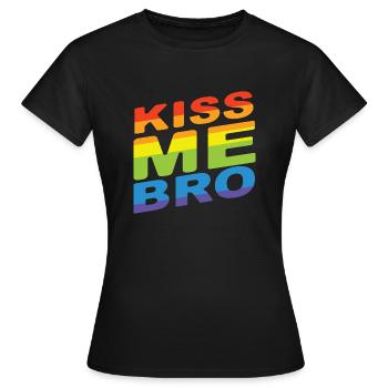 Kiss Me Bro - Frauen T-Shirt - Schwarz - Vorne - AI Model Female 172 dark (172cm)