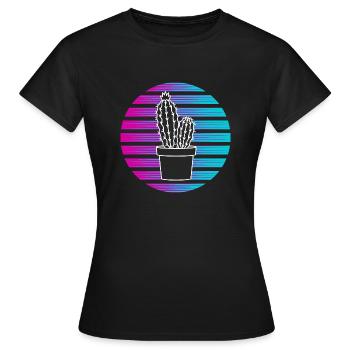 Retro succulent plant succulent plant gift cactus plant - Women's T-Shirt - black - Front - AI Model Female 172 dark (172cm)