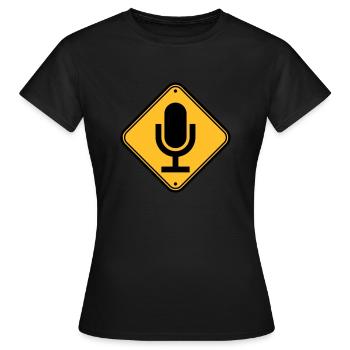 Schild Hinweis Mikrofon - Frauen T-Shirt - Schwarz - Vorne - AI Model Female 172 dark (172cm)