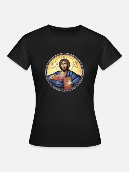 Jesus Christus Ikone Pantokrator - Frauen T-Shirt - Schwarz