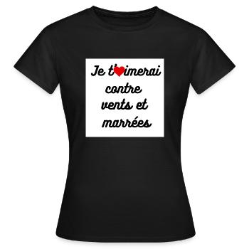 amour, aimer, - T-shirt Femme - noir - Devant - AI Model Female 172 dark (172cm)