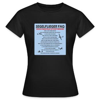 Segelflieger FAQ Segelflugzeug Pilot lustig - Frauen T-Shirt - Schwarz - Vorne - AI Model Female 172 dark (172cm)