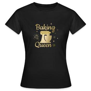"Baking Queen" Glitter Customizable - Women's T-Shirt - black - Front - AI Model Female 172 dark (172cm)