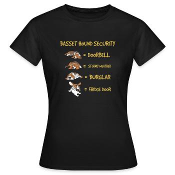 Basset Hound Safety Funny Dog Pet Owner - Women's T-Shirt - black - Front - AI Model Female 172 dark (172cm)