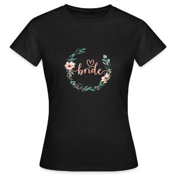 Couronne de fleurs Team Bride 1 - T-shirt Femme - noir - Devant - AI Model Female 172 dark (172cm)