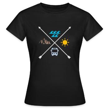 Surfen Sonnenschein Welle Surfbus Tattoo Design - Frauen T-Shirt - Schwarz - Vorne - AI Model Female 172 dark (172cm)