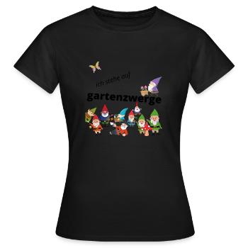 ich stehe auf gartenzwerge - Frauen T-Shirt - Schwarz - Vorne - AI Model Female 172 dark (172cm)
