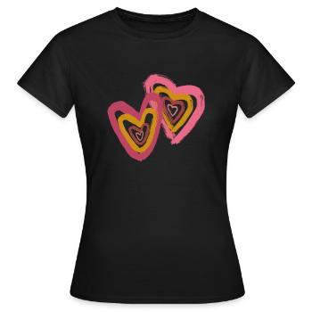 Herz in Herz Liebe Doppelherz - Frauen T-Shirt - Schwarz - Vorne - AI Model Female 172 dark (172cm)