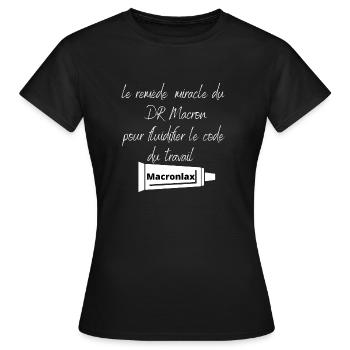le remède miracle du DR Macron humour cadeau homme - T-shirt Femme - noir - Devant - AI Model Female 172 dark (172cm)