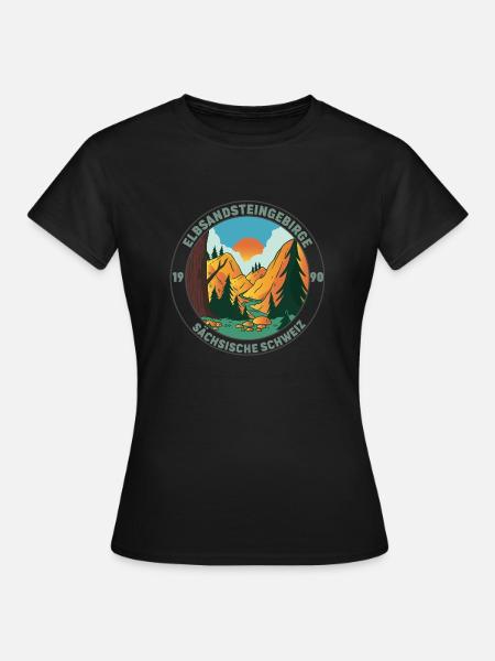 Wandern Sächsische Schweiz Elbsandstein Gebirge - Frauen T-Shirt - Schwarz