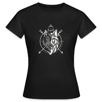 Geometric Grey Wolf in the Crosshairs - Women's T-Shirt - black - Front - AI Model Female 172 dark (172cm)