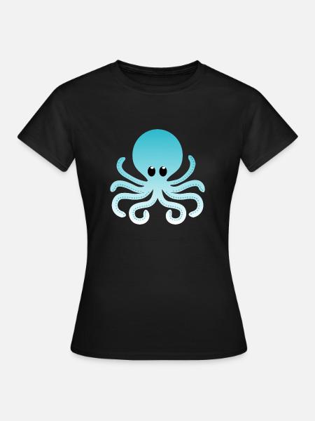 Himmelblau Ombre Oktopus - Frauen T-Shirt - Schwarz