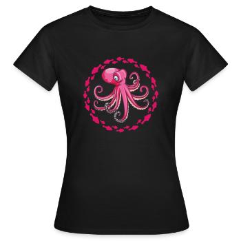 Large purple octopus - Women's T-Shirt - black - Front - AI Model Female 172 dark (172cm)