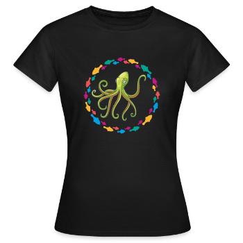 Grüner Oktopus Krake - Frauen T-Shirt - Schwarz - Vorne - AI Model Female 172 dark (172cm)