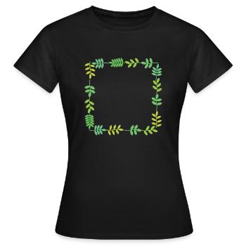 Rahmen mit Blättern - Frauen T-Shirt - Schwarz - Vorne - AI Model Female 172 dark (172cm)