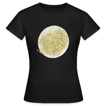 Spaghetti-Teller - Frauen T-Shirt - Schwarz - Vorne - AI Model Female 172 dark (172cm)