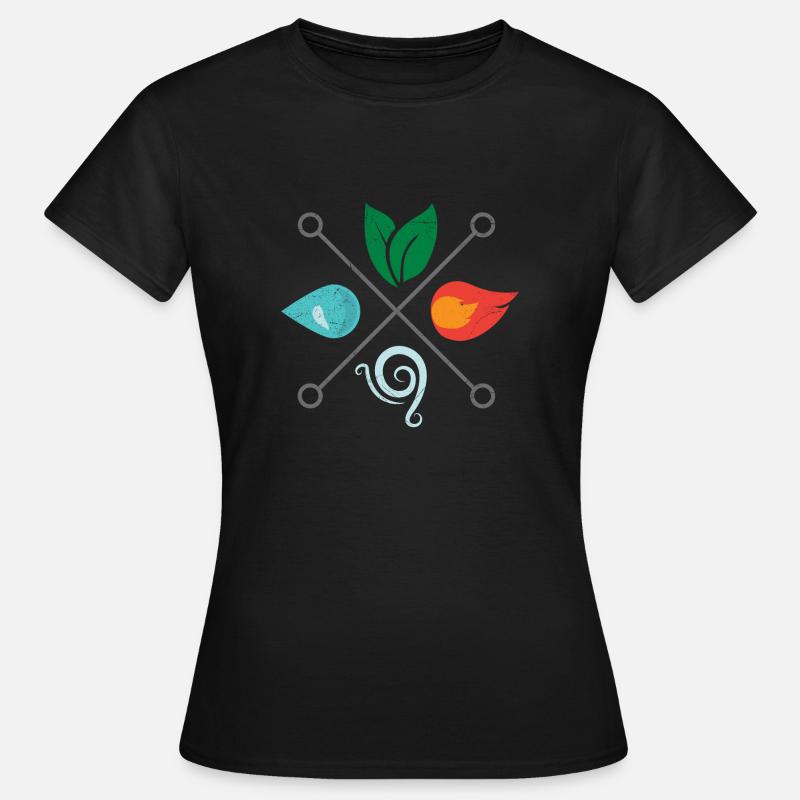Symbol Vier Elemente Erde Luft Luft Feuer Wasser - Frauen T-Shirt - Schwarz