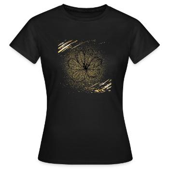 Fleur en étincelles dorées - T-shirt Femme - noir - Devant - AI Model Female 172 dark (172cm)