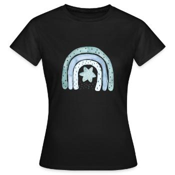 Regenbogen Jeansblau mit Sternchen - Frauen T-Shirt - Schwarz - Vorne - AI Model Female 172 dark (172cm)