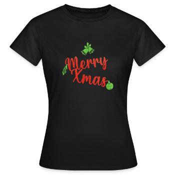 Merry Xmas green and red Christmas sweater - Women's T-Shirt - black - Front - AI Model Female 172 dark (172cm)