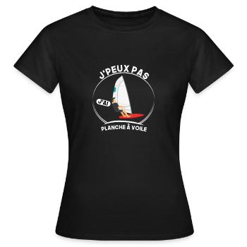 Je peux pas, j'ai planche à voile - T-shirt Femme - noir - Devant - AI Model Female 172 dark (172cm)