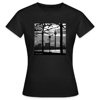 Le Rhin à Düsseldorf - T-shirt Femme - noir - Devant - AI Model Female 172 dark (172cm)