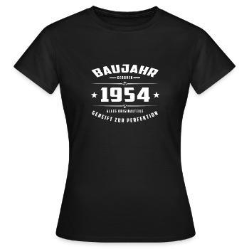 Baujahr - 1954 - Frauen T-Shirt - Schwarz - Vorne - AI Model Female 172 dark (172cm)