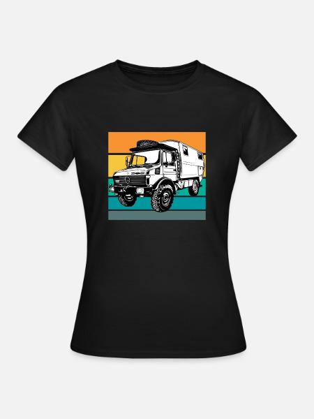 Camping - Unimog - Sonnenuntergang - Oldtimer - Frauen T-Shirt - Schwarz